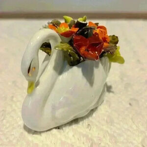 Vintage Royal Adderley Bone China Floral Swan Figurine Made in England
